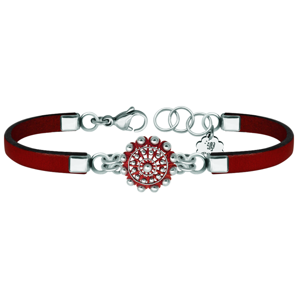 Charro-Knopf-Armband aus emailliertem Silber und LederRef. Code: PU2741Lederarmband mit Charro-Knopf aus Sterlingsilber, von Hand emailliert.