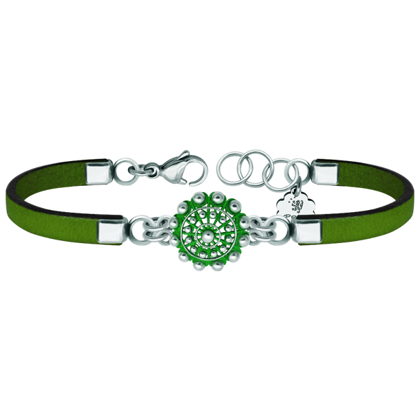 Charro-Knopf-Armband aus emailliertem Silber und LederRef. Code: PU2741Lederarmband mit Charro-Knopf aus Sterlingsilber, von Hand emailliert.