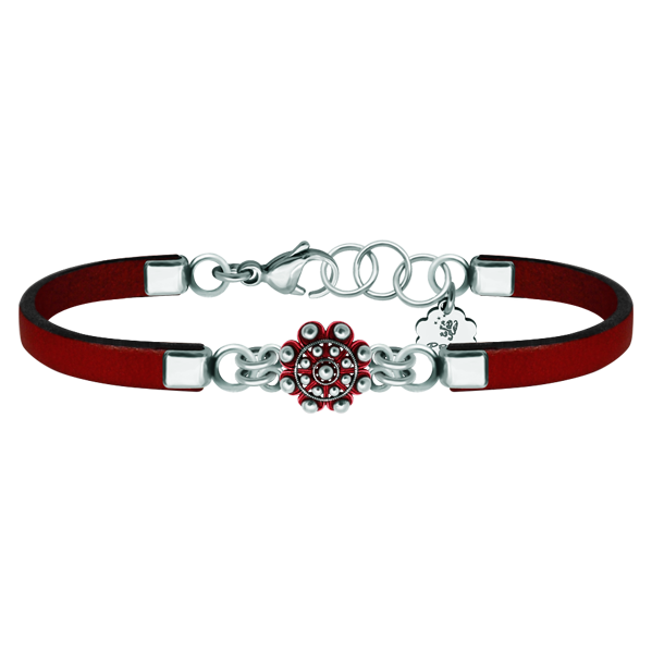 Pulsera Botón Charro de plata esmaltada y cueroReferencia: PU2743Pulsera de cuero con boton charro en plata de ley esmaltada a mano.