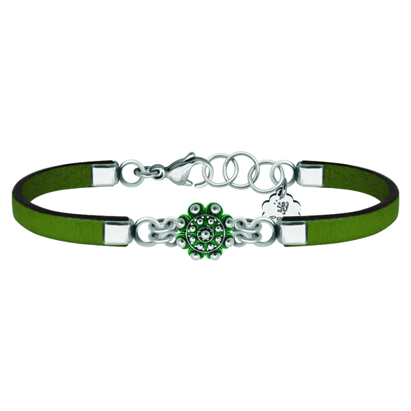 Charro-Knopf-Armband aus emailliertem Silber und LederRef. Code: PU2743Lederarmband mit Charro-Knopf aus Sterlingsilber, von Hand emailliert.