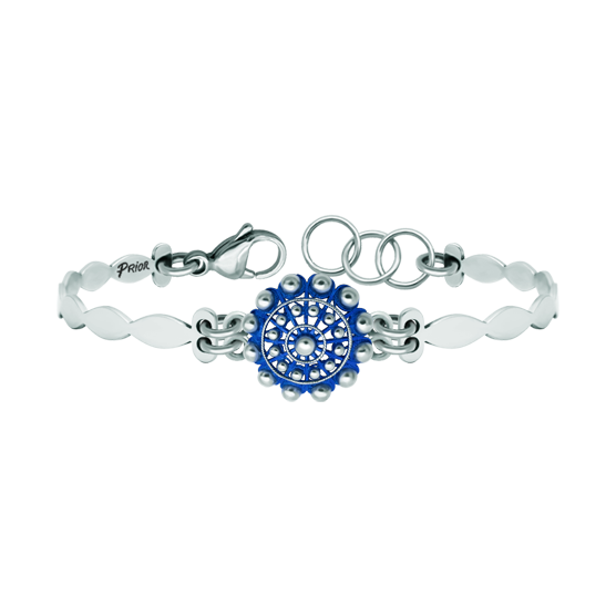 Bracelet de boutons Charro en argent émaillé et acierReferencia: PU2745Bracelet en acier inoxydable avec bouton charro en argent sterling émaillé à la main.