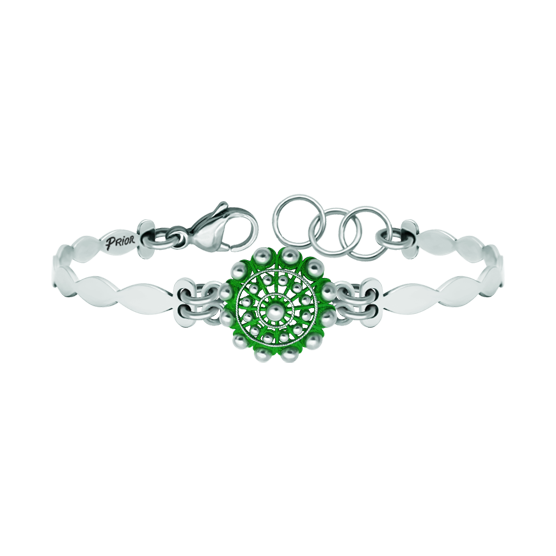 Bracelet de boutons Charro en argent émaillé et acierReferencia: PU2745Bracelet en acier inoxydable avec bouton charro en argent sterling émaillé à la main.