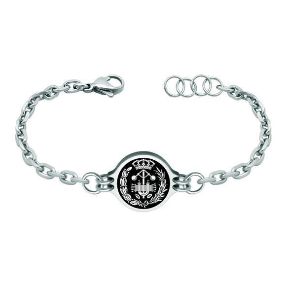 Silver and steel bracelet "Industrial Engineers"Ref. code: PU2749Stainless steel bracelet with the coat of arms of Industrial Engineers carved in sterling silver and enameled in the oven.We have all professions and careers available: Advocacy (Lawyer / Law), Commercial Agent, Quantity Surveyor, Architect (Architecture), ATS (Nursing), Fine Arts, Biological Sciences (Biology), Exact Sciences, Physical Sciences, Political Sciences, Political and Economic Sciences, Chemical Sciences, Commerce, Draftsman, Economics, Business, Pharmacy, Philosophy and Letters, Geography, Geological (Geology), Social Graduate, Computer Science, Agricultural Engineering, Civil Engineering, Electronic Engineering, Forestry Engineering, Mining Engineering, Naval Engineering, Higher Industrial Engineering, Industrial Technical Engineering, Telecommunications Engineering, Textile Engineering, Jewelry, Teaching, Medicine, Music, Psychology, Topography, Dentistry, Optics, Journalism, Veterinary Medicine.And if we don't have yours, please contact us.