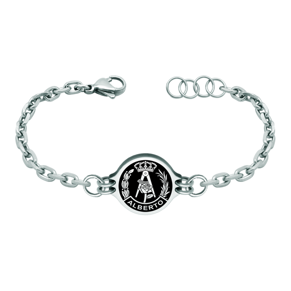 Bracelet en argent et acier "ArchitectureReferencia: PU2750Bracelet en acier inoxydable avec les armoiries de l'architecture personnalisées avec votre nom sculpté en bas-relief en argent sterling et émaillé au four.Toutes les professions et carrières sont disponibles : Avocat, Agent commercial, Métreur, Architecte, ATS, Beaux-Arts, Sciences biologiques, Sciences exactes, Sciences physiques, Sciences politiques, Sciences politiques et économiques, Sciences chimiques, Commerce, Dessinateur, Economie, Gestion, Pharmacie, Philosophie et Lettres, Géographie, Géologie, Sciences sociales, Informatique, Génie agricole, Génie civil, Génie électronique, Génie forestier, Génie minier, Génie naval, Génie industriel supérieur, Génie technique industriel, Génie des télécommunications, Génie textile, Bijouterie, Enseignement, Médecine, Musique, Psychologie, Topographie, Odontologie, Optique, Journalisme, Médecine vétérinaire.Et si nous n'avons pas le vôtre, n'hésitez pas à nous contacter.