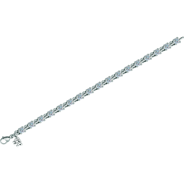 Silbernes Nietarmband mit MoissanitenRef. Code: PU2773Armband aus Sterlingsilber mit 5 mm großen Moissaniten im Brillantschliff besetzt.Moissanit ist ein im Labor hergestellter Edelstein, der aufgrund seiner Schönheit und seiner einzigartigen Eigenschaften einen besonderen Platz in der Schmuckherstellung einnimmt. Er besticht durch seinen diamantenähnlichen Glanz und seine hohe Festigkeit (9,25 auf der Mohs-Skala).Ursprünglich wurde er Ende des 19. Jahrhunderts in einem Meteoriten entdeckt, und dieser 