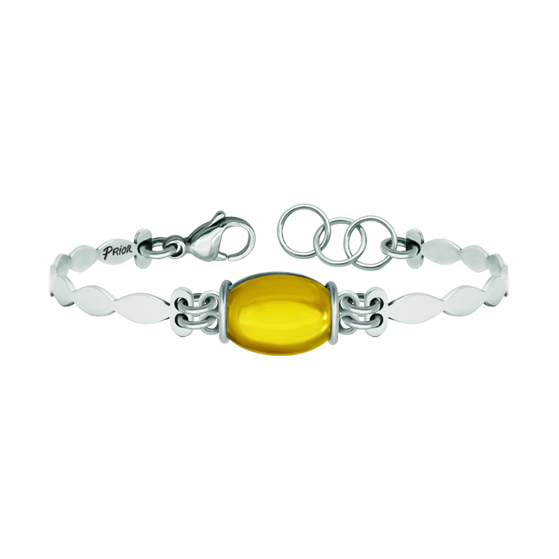 Bracelet en argent et acier avec cristaux colorésReferencia: PU2775Bracelet en argent sterling, avec un cristal taillé en cabochon de 16x12mm au centre et un bracelet en acier poli.