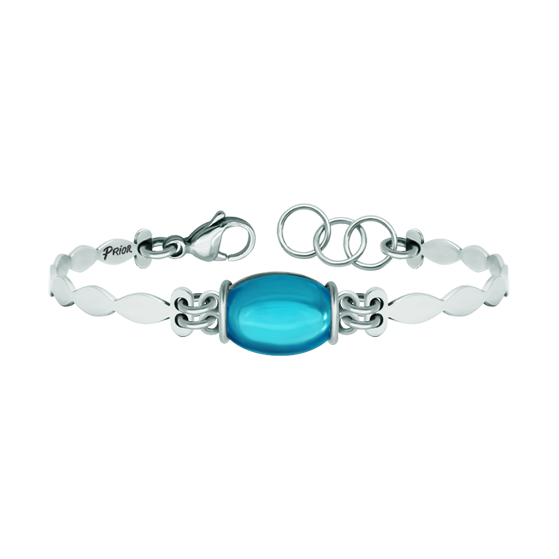 Bracelet en argent et acier inoxydable avec cristal taillé en cabochonReferencia: PU2775Bracelet en argent sterling, avec un cristal taillé en cabochon de 16x12mm au centre et un bracelet en acier poli.