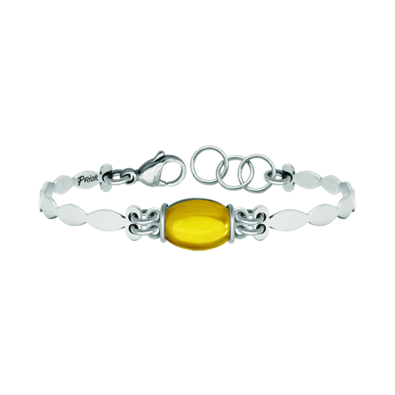 Bracelet en argent et acier inoxydable avec cristal taillé en cabochonReferencia: PU2776Bracelet en argent sterling, avec un cristal taillé en cabochon de 14x10mm au centre et un bracelet en acier poli.