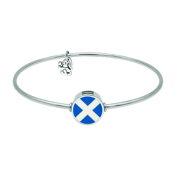 Nautical Flag bracelet in enameled sterling silver and steelRef. code: PU2782Personalized polished stainless steel bracelet with the Nautical Flag representing your Initial carved in sterling silver and enameled.