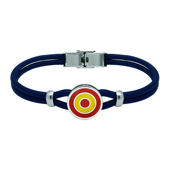 Silber- und Lederarmband "Spanische Flagge"Ref. Code: PU2794Lederarmband mit der spanischen Flagge im Flachrelief aus Sterlingsilber und einbrennlackiert.