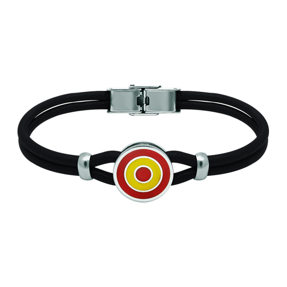 Silber- und Lederarmband "Spanische Flagge"Ref. Code: PU2794Lederarmband mit der spanischen Flagge im Flachrelief aus Sterlingsilber und einbrennlackiert.