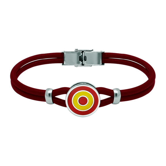 Silver and leather bracelet "Spanish Flag"Ref. code: PU2794Leather bracelet with the Spanish flag carved in sterling silver and enameled in the oven.