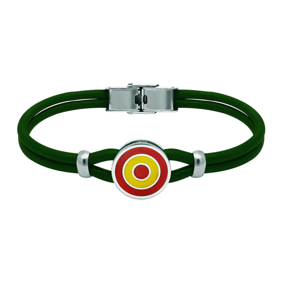 Silber- und Lederarmband "Spanische Flagge"Ref. Code: PU2794Lederarmband mit der spanischen Flagge im Flachrelief aus Sterlingsilber und einbrennlackiert.