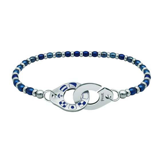 Silver and steel bracelet "Nautical flags"Ref. code: PU2806Personalized steel bead bracelet with nautical flags representing your name carved in sterling silver and steel forming an exclusive clasp.
