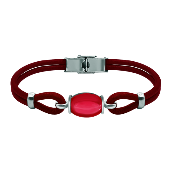 Bracelet en argent et cuir avec verre ovale coloréReferencia: PU2834Bracelet en cuir et argent sterling de 3 mm d'épaisseur avec un cabochon en verre coloré de 16x12 mm.