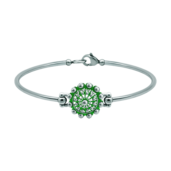 Bracelet Button Charro silver and steel 16mmRef. code: PU2875Stainless steel bracelet with 16mm Charro Button made in sterling silver enameled by hand.