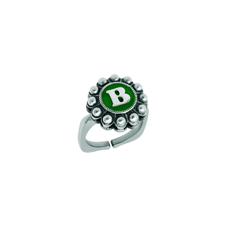 Individueller Ring mit Charro-Knopf aus SilberRef. Code: SR0354Ring aus Edelstahl mit Charro-Knopf aus Sterlingsilber, personalisiert mit eingebrannten emaillierten Initialen.