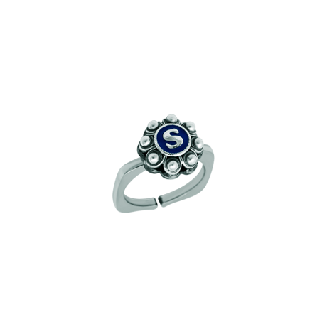 Individueller Ring mit Charro-Knopf aus SilberRef. Code: SR0355Ring aus Edelstahl mit Charro-Knopf aus Sterlingsilber, personalisiert mit eingebrannten emaillierten Initialen.