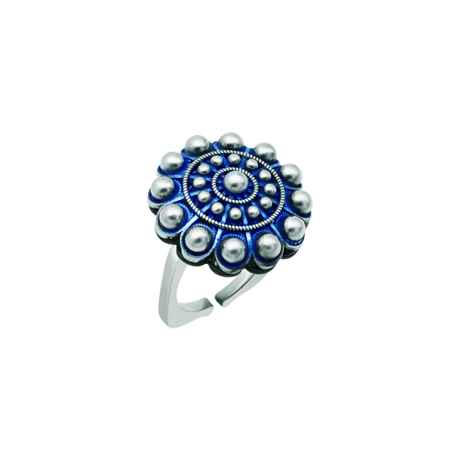 Ring aus emailliertem Silber und Stahl mit Charro-KnopfRef. Code: SR0360Ring aus Edelstahl mit Charro-Knopf aus handemailliertem Sterlingsilber und poliertem Stahl.