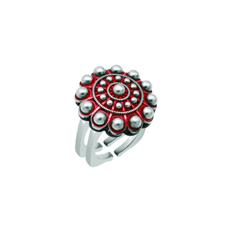 Ring aus emailliertem Silber und Stahl mit Charro-KnopfRef. Code: SR0361Ring aus Edelstahl mit Charro-Knopf aus emailliertem Sterlingsilber und poliertem Stahl.