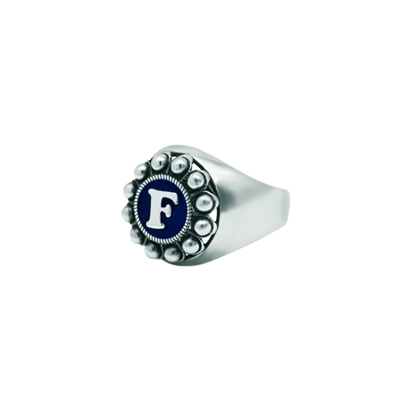 Individueller Ring mit Charro-Knopfstempel in SilberRef. Code: SR0376Siegelring aus Sterlingsilber mit Charro-Knopf, personalisiert mit Ihren im Ofen emaillierten Initialen.