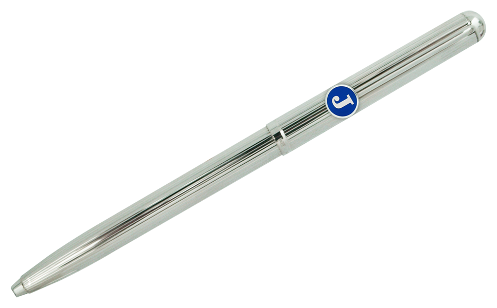 Biros argentés personnalisés avec initiale (Bleu)Referencia: BL0104Élégants biros en argent de style classique, décorés d'une fine ligne.Idéal pour les cadeaux, les occasions spéciales ou l'usage professionnel.Le capuchon et le barillet sont en argent sterling massif avec une finition brillante.Le système de recharge d'encre est compatible avec les recharges standard.Le fermoir est de type bouton-poussoir rétractable.Fabriqué entièrement en Allemagne.Il peut être personnalisé avec le nom en relief.Medida: 140x10mm.