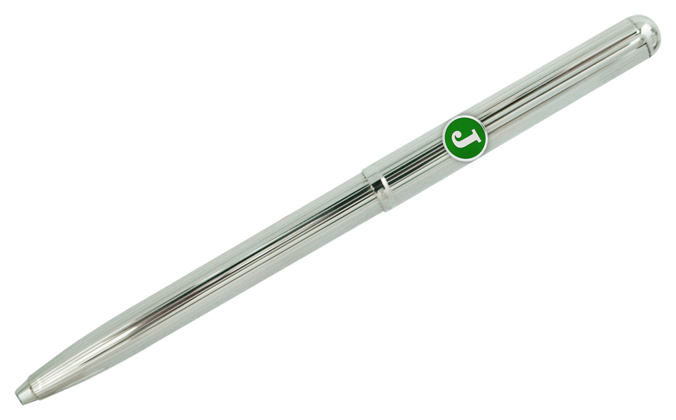 Biros argentés personnalisés avec initiale (Vert)Referencia: BL0104Élégants biros en argent de style classique, décorés d'une fine ligne.Idéal pour les cadeaux, les occasions spéciales ou l'usage professionnel.Le capuchon et le barillet sont en argent sterling massif avec une finition brillante.Le système de recharge d'encre est compatible avec les recharges standard.Le fermoir est de type bouton-poussoir rétractable.Fabriqué entièrement en Allemagne.Il peut être personnalisé avec le nom en relief.Medida: 140x10mm.