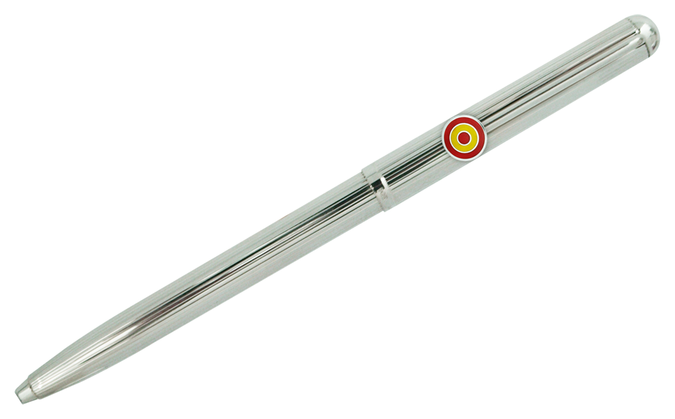 Biros en argent avec drapeau espagnolReferencia: BL0107Élégants biros en argent de style classique, décorés d'une fine ligne.Idéal pour les cadeaux, les occasions spéciales ou l'usage professionnel.Le capuchon et le barillet sont en argent sterling massif avec une finition brillante.Le système de recharge d'encre est compatible avec les recharges standard.Le fermoir est de type bouton-poussoir rétractable.Fabriqué entièrement en Allemagne.Il peut être personnalisé avec le nom en relief.Medida: 140x10mm.