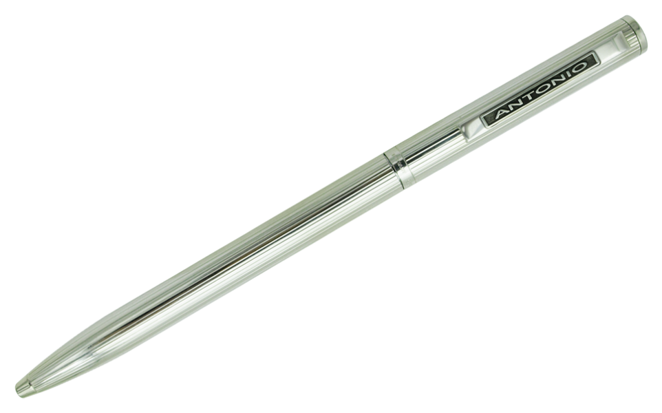 Personalized silver ballpoint pen with carved nameRef. code: BL0113Elegant silver ballpoint pen in classic style, decorated with a fine line design.Ideal for gifts, special occasions or professional use.The cap and body are made of solid sterling silver with a shiny finish.The ink loading system is compatible with standard refills.The closure is of the swivel and retractable type.Manufactured entirely in Germany.It can be personalized with the name engraved in relief.Size: 140x9mm.