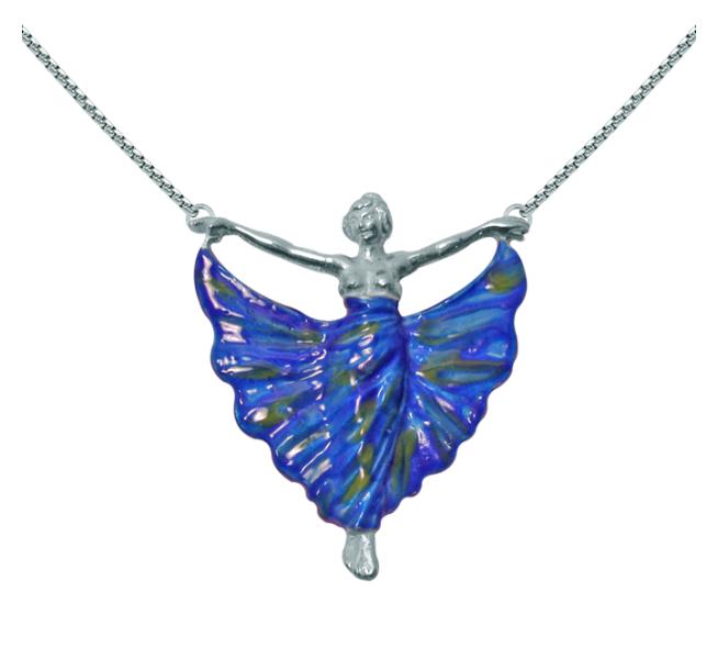Pendentif Art nouveau en argent "Ballerina"Referencia: CO0031Pendentif Art nouveau en argent sterling.Robe émaillée à la main.Pièces de musée inspirées des œuvres les plus représentatives des mouvements Art nouveau et Art déco, et du modernisme de la fin du XIXe siècle et du début du XXe siècle.Medida: 45x58mm.