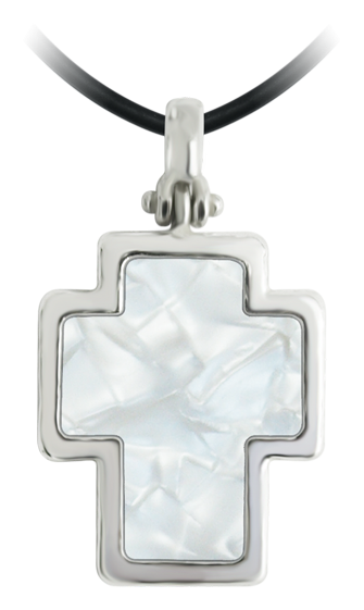 Pendentif en argent "Croix"Referencia: CO0741Pendentif en argent sterling.Croix de cellulose nacrée.Medida: 35x42mm.