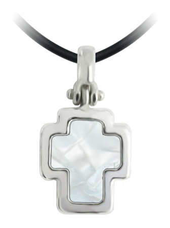 Pendentif en argent "Croix"Referencia: CO0743Pendentif en argent sterling.Croix de cellulose nacrée.Medida: 24x28mm.