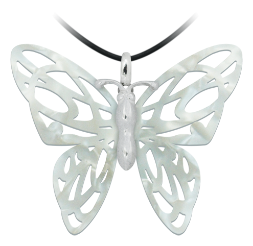Pendentif "papillon" Art Nouveau (Nacre)Referencia: CO0921Pendentif en argent sterling et cellulose de nacre.Pièces de musée inspirées des œuvres les plus représentatives des mouvements Art nouveau et Art déco, et du modernisme de la fin du XIXe siècle et du début du XXe siècle.Medida: 60x49mm.