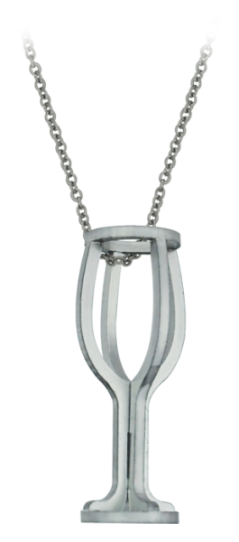 Pendentif en acier inoxydable "Verre à vin"Referencia: CO1304Pendentif en acier.Medida: 20x30mm.