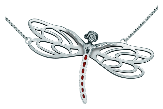 Pendentif Art Nouveau en argent "Nymphe avec ailes de libellule"Referencia: CO1571Pendentif en acier inoxydable poli et en argent sterling émaillé.Pièces de musée inspirées des œuvres les plus représentatives des mouvements Art nouveau et Art déco, et du modernisme de la fin du XIXe siècle et du début du XXe siècle.Medida: 70x39mm.