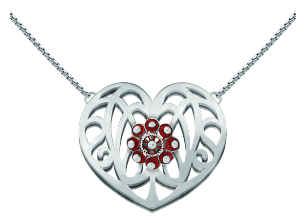 Colgante de plata "Corazón Art Nouveau con Botón Charro de Salamanca" (Rojo)Referencia: CO1602Colgante fabricado en plata de ley esmaltada a mano con cadena de acero.Piezas de museo inspiradas en las obras mas representativas del movimiento Art Nouveau y Art Déco, y del modernismo de finales del siglo XIX y principios del siglo XX.Medida: 40x36mm.