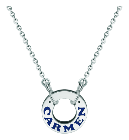 Personalisierter Anhänger aus Silber und Edelstahl "Name" (Blau)Ref. Code: CO1840Personalisierter Rad-Anhänger mit Ihrem Namen aus Sterlingsilber und Einbrennlackierung.Gr&ouml;&szlig;e: 20x20mm.