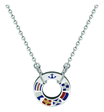 Anhänger aus Silber und Stahl "Nautische Flaggen"Ref. Code: CO1842Personalisierter Steuerrad-Anhänger mit nautischen Flaggen, die Ihren Namen darstellen, aus Sterlingsilber geschnitzt und in Ihren repräsentativen Farben einbrennlackiert.Gr&ouml;&szlig;e: 20x20mm.