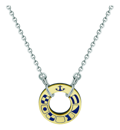 Anhänger aus Gold und Stahl "Nautische Flaggen"Ref. Code: CO1843Personalisierter Rad-Anhänger mit nautischen Flaggen, die Ihren Namen darstellen, aus 18-karätigem Gold geschnitzt und einfarbig einbrennlackiert.Gr&ouml;&szlig;e: 20x20mm.