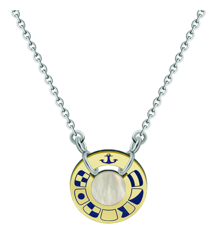 Anhänger aus Gold, Stahl und Perlmutt "Nautische Flaggen" (Nacre)Ref. Code: CO1853Personalisierter Radanhänger mit nautischen Flaggen, die Ihren Namen darstellen, geschnitzt in 18 kt Gold und einfarbig einbrennlackiert, mit Perlmutt in der Mitte.Gr&ouml;&szlig;e: 20x20mm.