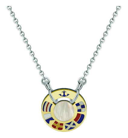 Anhänger aus Gold, Stahl und Perlmutt "Nautische Flaggen in Farben" (Nacre)Ref. Code: CO1856Personalisierter Radanhänger mit nautischen Flaggen, die Ihren Namen darstellen, aus 18-karätigem Gold geschnitzt und in ihren repräsentativen Farben einbrennlackiert, mit Perlmutt in der Mitte.Gr&ouml;&szlig;e: 20x20mm.