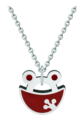 Pendentif en argent et acier "Silhouette de grenouille" (Rouge)Referencia: CO1871Pendentif en argent sterling émaillé au four et en acier poli.Medida: 20x20mm.