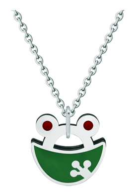Pendentif en argent et acier "Silhouette de grenouille" (Vert)Referencia: CO1871Pendentif en argent sterling émaillé au four et en acier poli.Medida: 20x20mm.