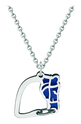 Pendentif en argent et en acier "Silhouette de cheval" (Bleu)Referencia: CO1889Pendentif en argent sterling et acier émaillé poli.Medida: 21x22mm.