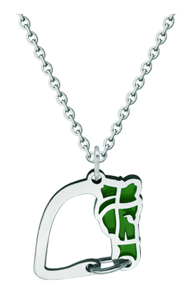 Pendentif en argent et en acier "Silhouette de cheval" (Vert)Referencia: CO1889Pendentif en argent sterling et acier émaillé poli.Medida: 21x22mm.
