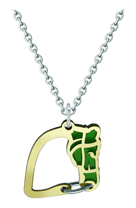 Anhänger "Pferdesilhouette" aus Edelstahl und Gold (Grün)Ref. Code: CO1890Anhänger aus 18-karätigem Gold und poliertem, emailliertem Stahl.Gr&ouml;&szlig;e: 21x22mm.