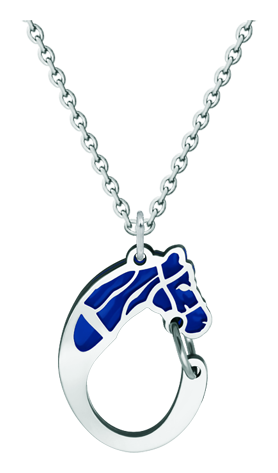 Pendentif en argent et en acier "Silhouette de cheval" (Bleu)Referencia: CO1891Pendentif en argent sterling et acier émaillé poli.Medida: 20x29mm.