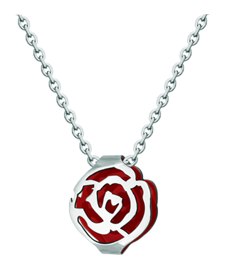 Pendentif Art Nouveau en argent "Rose" (Rouge)Referencia: CO1893Pendentif en forme de rose ajourée Art Nouveau en argent sterling émaillé.Medida: 18x16mm.