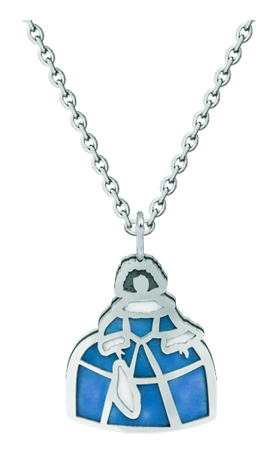 Colgante de plata y acero esmaltado "Menina" (Azul)Referencia: CO1913Colgante de Menina fabricado en plata de ley esmaltada a mano y acero pulido suave al tacto.Medida: 20x23mm.