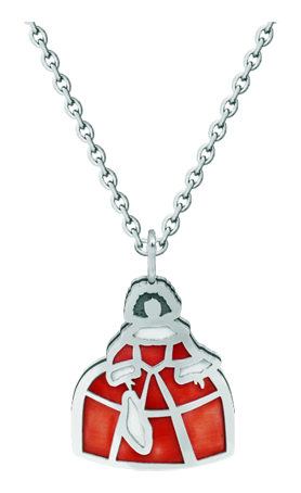Colgante de plata y acero "Menina" (Rojo)Referencia: CO1913Colgante de Menina fabricado en plata de ley esmaltada a mano y acero pulido suave al tacto.Medida: 20x23mm.